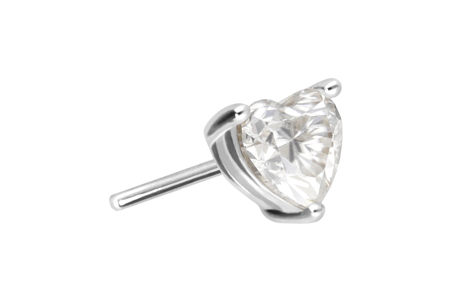 14 Karat Gold Aufsatz mit Titan Push Pin MOISSANIT-HERZ von Piercingline